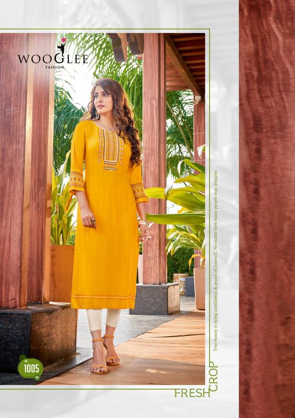 Wooglee Sparkle Fancy Long Rayon Designer Kurti Collection